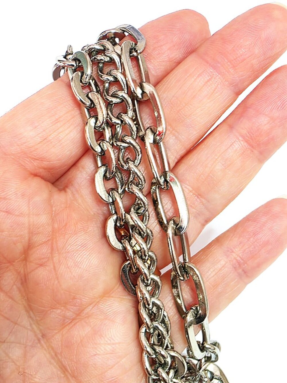 Chunky 4-way flip silver-tone chain necklace